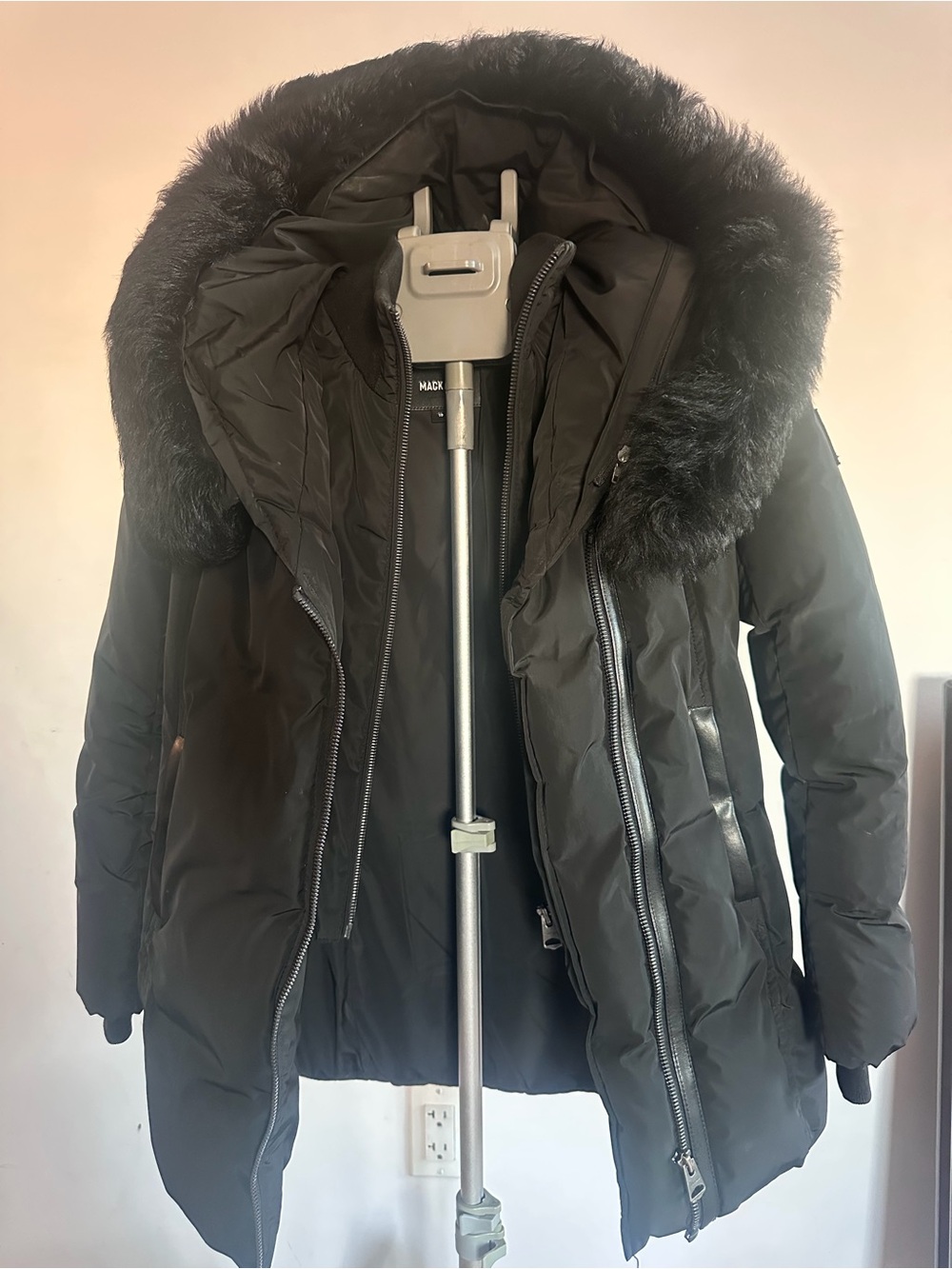 Mackage Black Puffer Parka with Faux Fur Hood